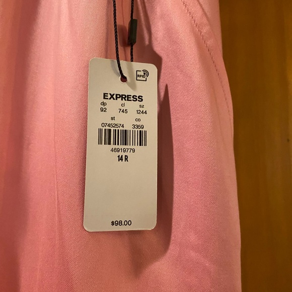 Express Ladies Pink Satin High Waisted Belted Cargo Joggers NWT Size 14R - Picture 8 of 8